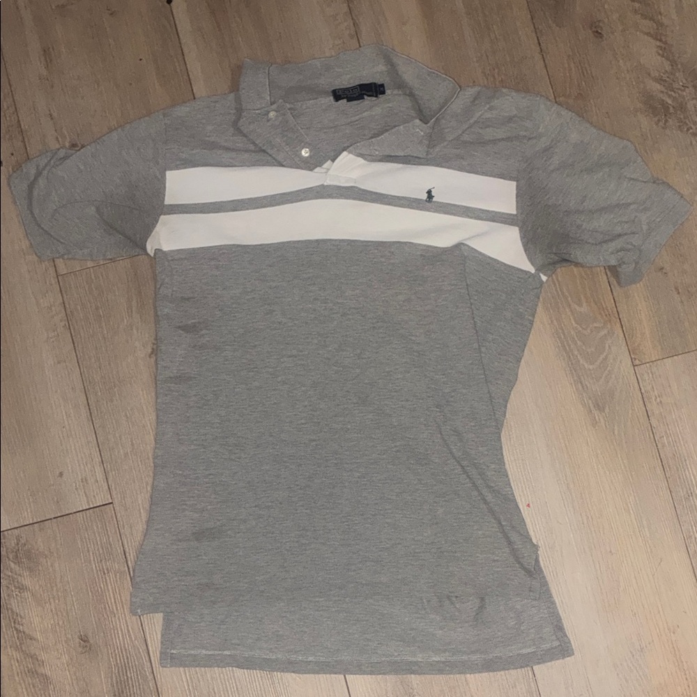 Polo by Ralph Lauren Gray and White Striped Polo Shirt